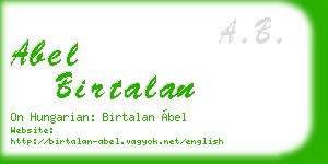 abel birtalan business card