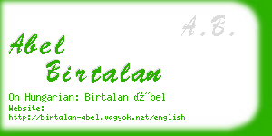 abel birtalan business card